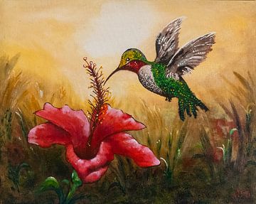 The Hibiscus Hummingbird van Jos van Oorschot