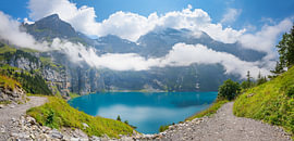 lake Oeschinensee and the Blumlisalp mountain. swiss alps by SusaZoom