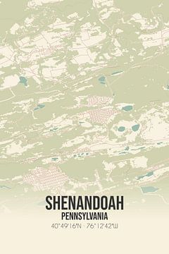 Vintage landkaart van Shenandoah (Pennsylvania), USA. van Rezona