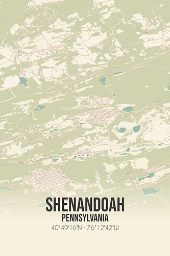 Vintage landkaart van Shenandoah (Pennsylvania), USA.
