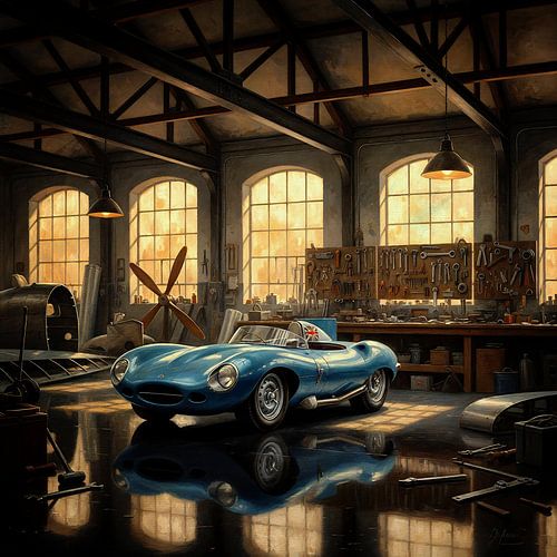 Jaguar Type D in werkplaats