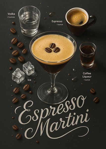 Espresso Martini Poster – Coffee Cocktail Recipe by Lootprint
