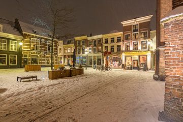 Winter op de Botermarkt in Kampen 's nachts