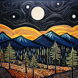 nacht Aboriginal schilderen van Virgil Quinn - Decorative Arts