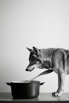 Hond in de keuken van Poster Art Shop