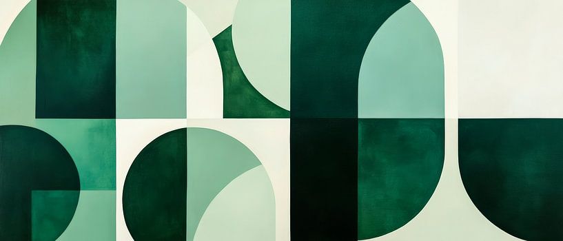 Geometrische vormen in groen - Abstract van Poster Art Shop