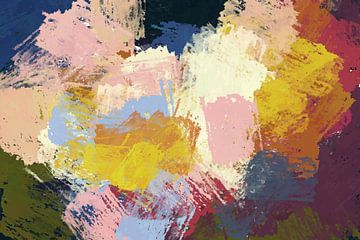 Vreugde. Abstract kleurrijk schilderij in pastelkleuren. van Dina Dankers