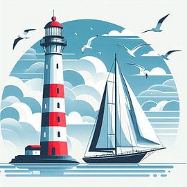 Lighthouse and boat by Bernhard Karssies