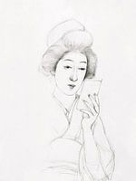 Study of a Seated Woman holding a Mirror by Goyo Hashiguchi