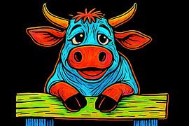 Fröhliche Kuh mit großen Augen von Art & Soul Creations