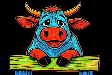 Cheerful cow with big eyes by Art & Soul Creations