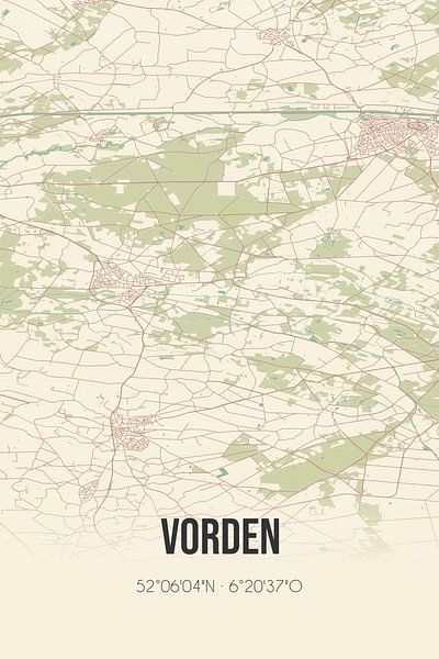 Vieille carte de Vorden (Gueldre) par Affiches de lieux