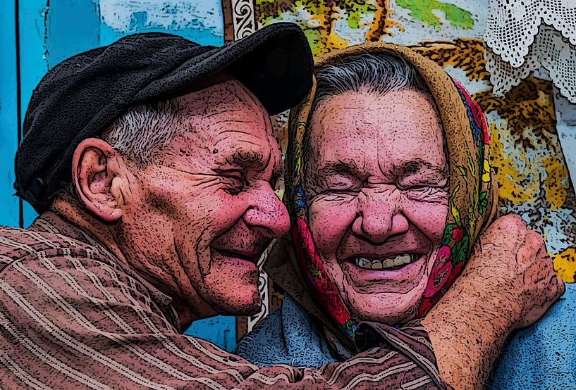 Old true love poster van bejaard stel uit Tchernobyl par e pha