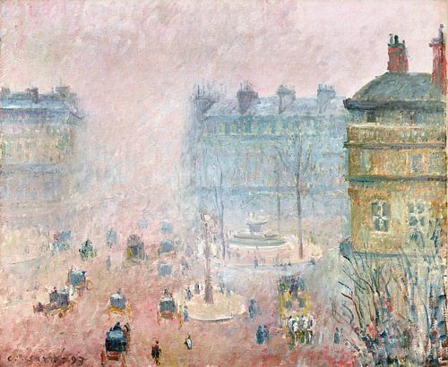 Place du Theatre Francais: Fog Effect (1897) painting by Camille Pissarro.