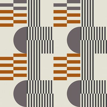 Abstract geometric retro style in dark gold, taupe, grey VII by Dina Dankers