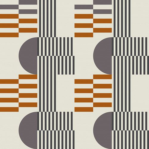 Style rétro géométrique abstrait en or foncé, taupe et gris VII