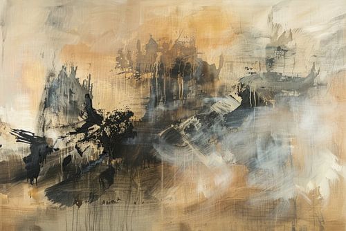 Abstract Schilderij in Aardetinten en Zwart