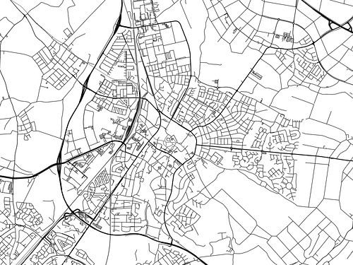 Kaart van Sittard in Zwart Wit