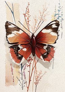 Schmetterling in Rotbraun und Creme