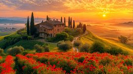 Lichtspel over Toscaans Landschap van Vlindertuin-Art