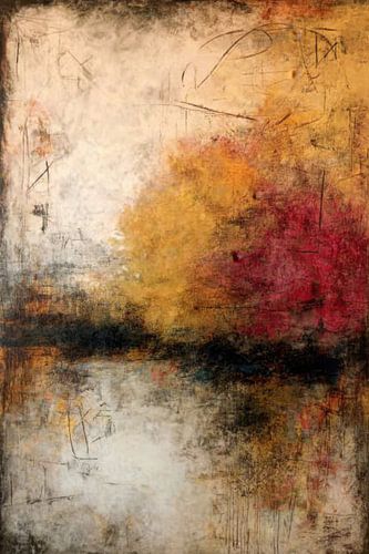 Peinture abstraite - Tons de terre chauds avec ocre et rouge sur Joriali Art abstrait