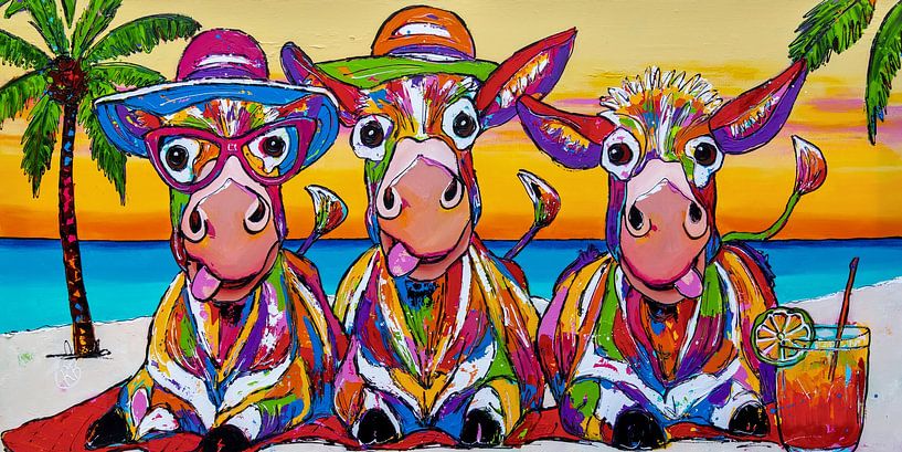 Sommer Strand Esel von Happy Paintings