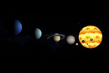 Ein 3D Render von unserem Sonnensystem