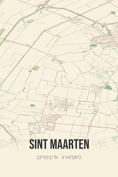 Alte Karte von Sint Maarten (Nordholland) von Ortsdrucke