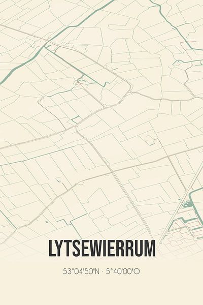 Vintage map of Lytsewierrum (Fryslan) by Prints of Place