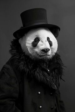 Panda die winterkleren en muts draagt van haroulita