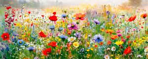 Sommer! Panorama eines fröhlichen Blumenfeldes.
