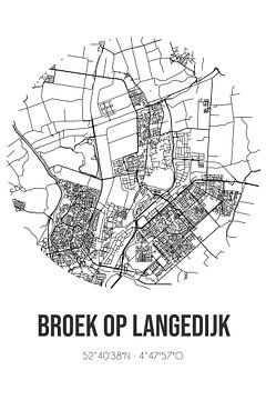 Broek op Langedijk (Noord-Holland) | Karte | Schwarz und Weiß von Rezona