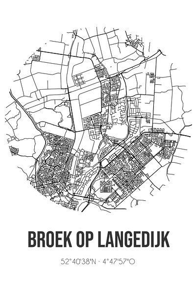 Broek op Langedijk (Noord-Holland) | Map | Black and White by Prints of Place
