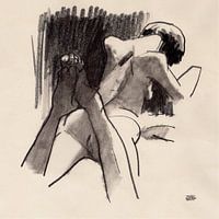dessin d'un modèle nu au fusain