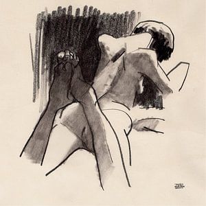 dessin d'un modèle nu au fusain