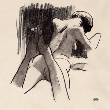 drawing of a nude model in charcoal by Pieter Hogenbirk