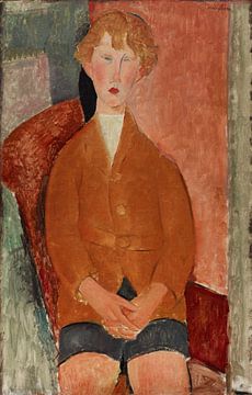 Amedeo Modigliani's Boy in Short Pants (1918) beroemde schilderij. van Dina Dankers