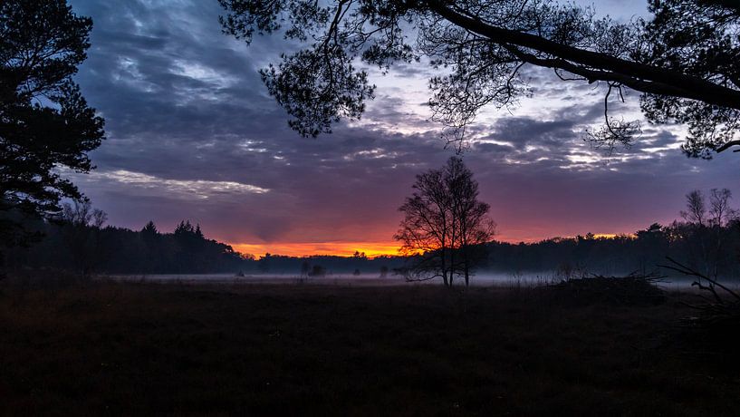 Sonnenuntergang über dem Wasmeer in Hilversum von Andrea de Jong