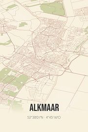 Carte ancienne d'Alkmaar (Noord-Holland) sur Affiches de lieux