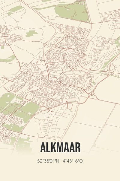 Alte Karte von Alkmaar (Noord-Holland) von Ortsdrucke