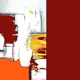 Abstrakte Farbfelder / Weiß, Gelb, Orange, Rot von Kerstin Franz