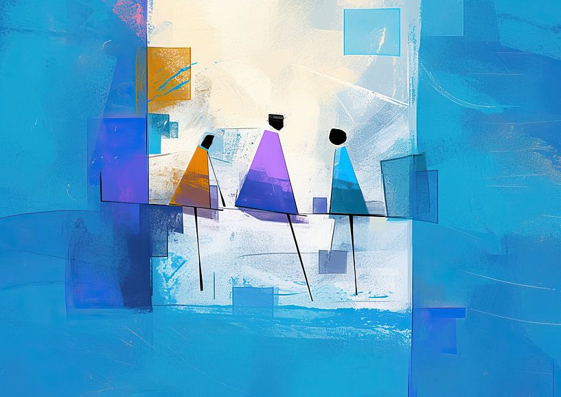 Abstract People | Three People in Abstract Colours by ARTEO Paintings