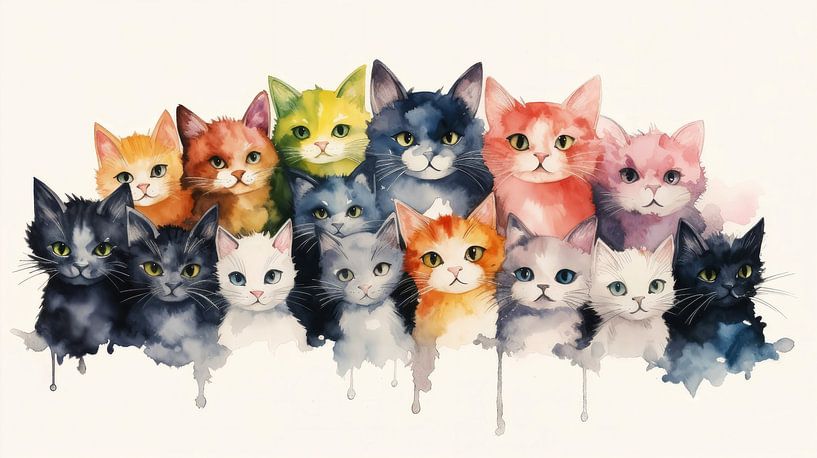 Cat portrait in watercolour by Vlindertuin-Art