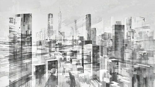 Futuristisch stadsgezicht met wolkenkrabbers