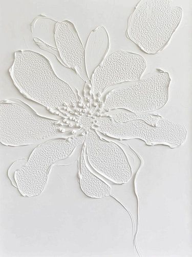 Motif floral blanc minimaliste en relief