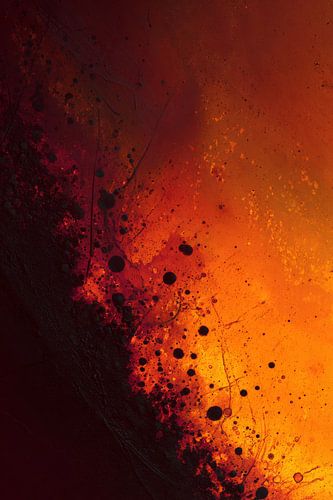 Sea of Fire in Deep Red Splashes and Glowing Glow