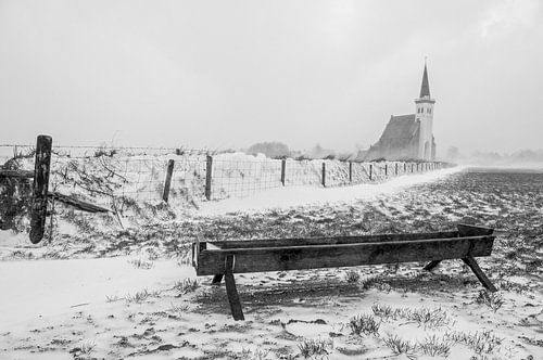 Den Hoorn church in snow by Ronald Timmer