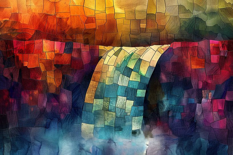 Bunte digitale Mosaik-Wasserfall-Kunst von Art & Soul Creations