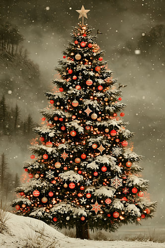 Stimmungsvoller winterlicher Weihnachtsbaum