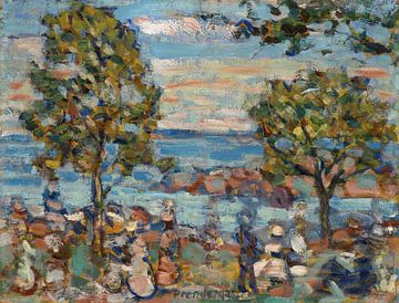 Beach Scene with Two Trees,